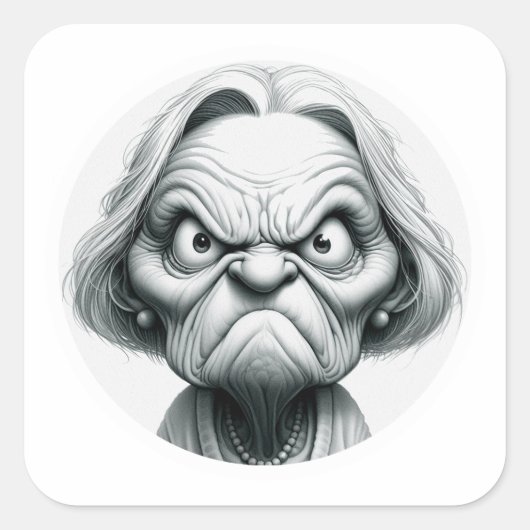 "Nancy the Mean Old Woman" Vierkante Sticker (Voorkant)