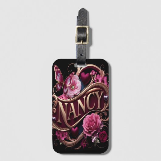 Nancy's Bloemen Naamplaat Bagagelabel (Voorkant (verticaal))