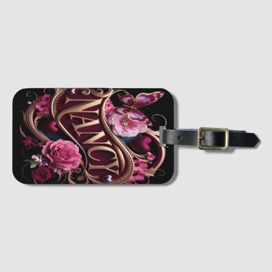 Nancy's Bloemen Naamplaat Bagagelabel (Voorkant (horizontaal))