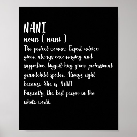 Nani Definition Grandma Moederdag Women Poster (Voorkant)
