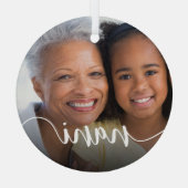 Nani Grandma Script Overlay Glas Ornament (Achterkant)