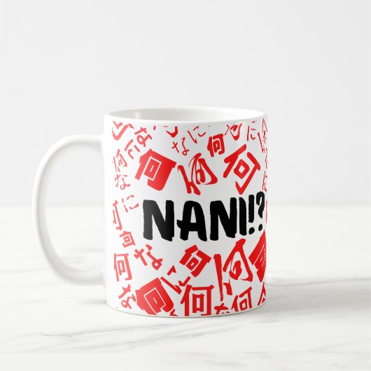 Nani met Japanse Kanji en Hiragana Letters Koffiemok (Links)
