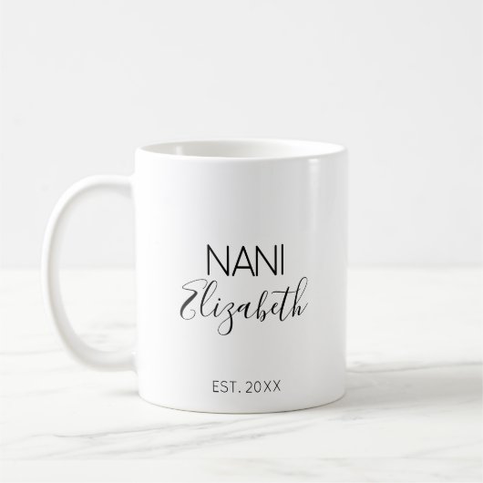 Nani Oma Aangepaste naam zwangerschapsaankondiging Koffiemok (Links)