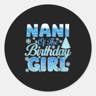 Nani van het verjaardagsmeisje sneeuwvlokken thema ronde sticker