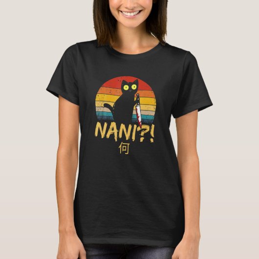 Nani What  Black Cat Omae Wa Meme Kitten T-shirt (Voorkant)