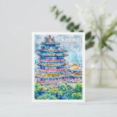 Nanjing China Beroemde Reisplaats Waterverf Briefkaart (Staand voorkant)