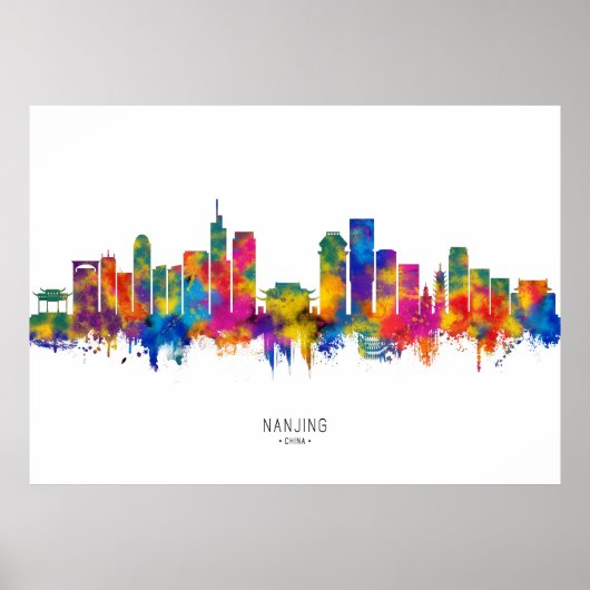 Nanjing China Silhouet Poster (Voorkant)