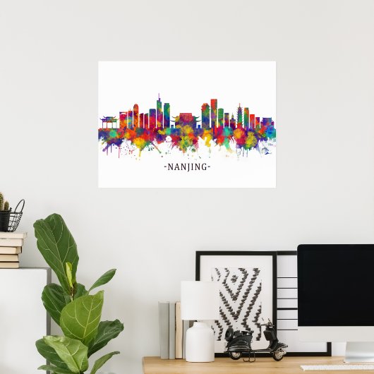 Nanjing China Skyline Poster (Thuiskantoor)