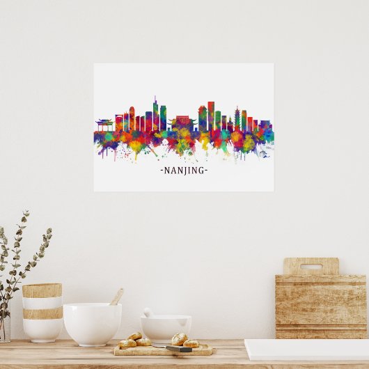 Nanjing China Skyline Poster (Keuken)