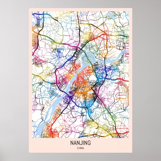 Nanjing China Stadsplattegrond Poster (Voorkant)