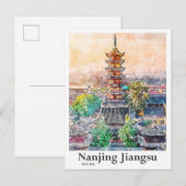 Nanjing Jiangsu China Waterverf Schets Hand geteke Briefkaart (Voorkant / Achterkant)