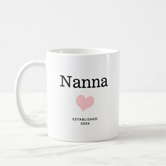 Nanna, roze hart, Single Photo Custom Koffiemok (Links)