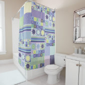 Nanna's  Faux Knit Crochet Blanket Pattern Douchegordijn (In situ)