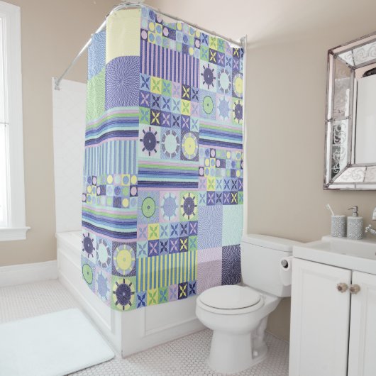 Nanna's Faux Knit Crochet Blanket Pattern Douchegordijn (In situ)