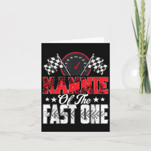 Nannie van de Fast One Verjaardag 1e Race Car Fami Kaart