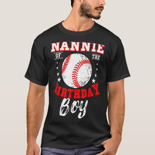 Nannie van het Birthday Boy Baseball Theme Bday Ce T-shirt (Voorkant)