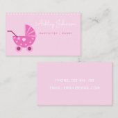 Nanny Babysitter Eenvoudige Schattigee Roze Kinder Visitekaartje (Voorkant / Achterkant)