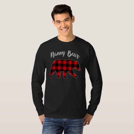Nanny Bear Buffalo Plaid Matching Family Group Chr T-shirt (Voorkant volledig)