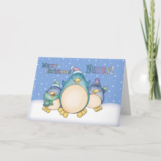 Nanny Christmas Kaart met pinguïns (Voorkant)