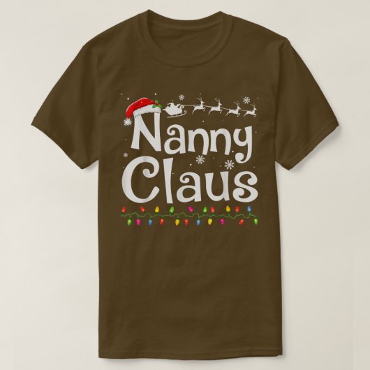 Nanny Claus Funny Grandma Santa Pajamas Kerstmis T-shirt (Design voorkant)