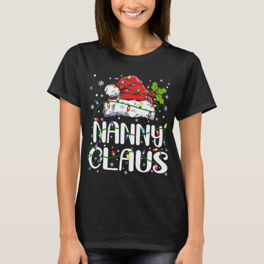 Nanny Claus Kerstverlichting Pyjama Familie Matchi T-shirt (Voorkant)