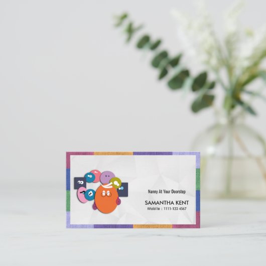 Nanny Colorful Curious Children Visitekaartje (Staand voorkant)