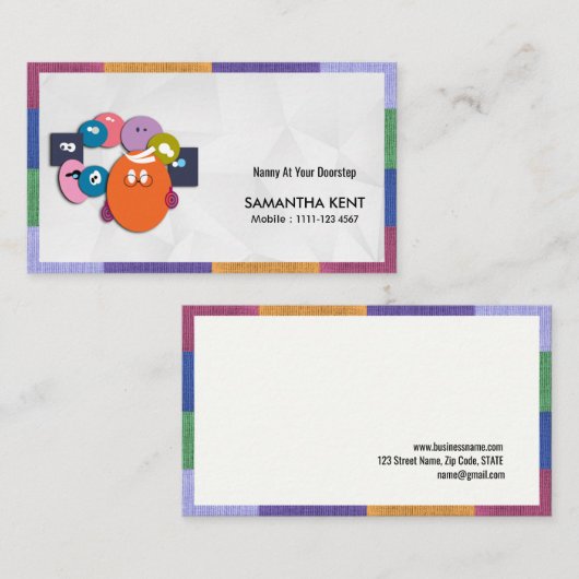 Nanny Colorful Curious Children Visitekaartje (Voorkant / Achterkant)
