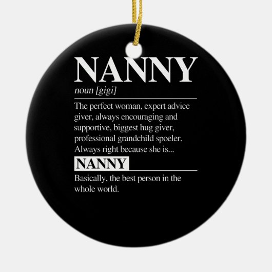 Nanny Definition Grandma Moederdag Gifts Women Keramisch Ornament (Voorkant)