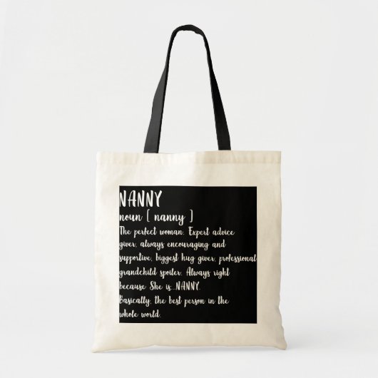 Nanny Definition Grandma Moederdag Vrouwen Tote Bag (Voorkant)