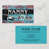 Nanny for Hire Visitekaartjes - Blue Red (Voorkant / Achterkant)
