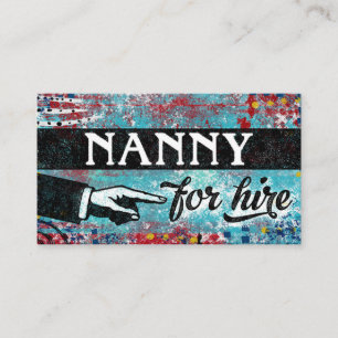 Nanny for Hire Visitekaartjes - Blue Red