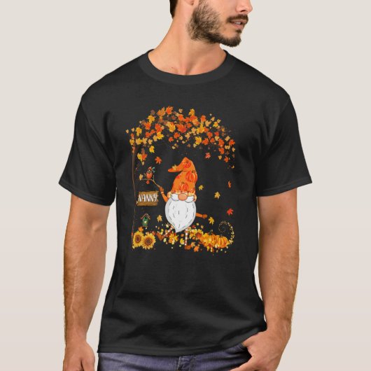 Nanny Gnome Autumn Pumpkin Maple Leaf Fall Season T-shirt (Voorkant)