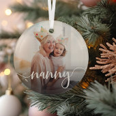 Nanny Grandma Script Overlay Glas Ornament