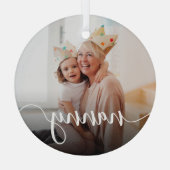 Nanny Grandma Script Overlay Glas Ornament (Achterkant)