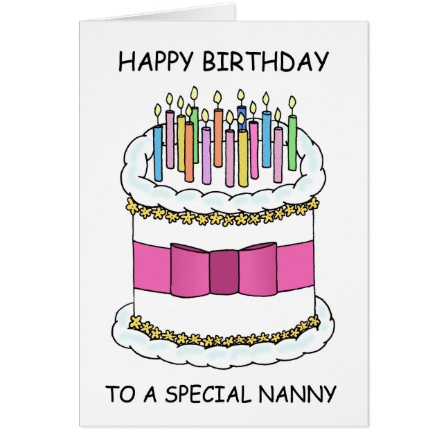 Nanny Happy Birthday Cartoon Cake (Voorkant)