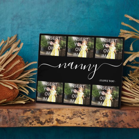 Nanny Ik hou van je zes foto's Collage Gift Plaque Fotoplaat (Zijkant)