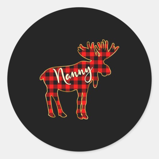 Nanny Moose _ Buffalo Red Plaid Family Christmas  Ronde Sticker (Voorkant)