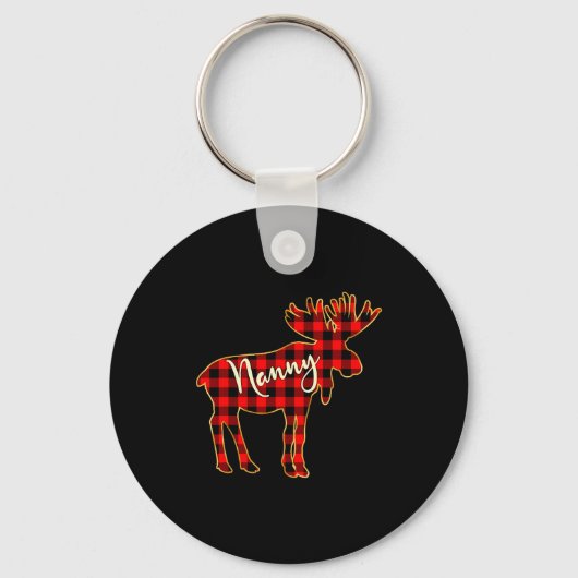 Nanny Moose _ Buffalo Red Plaid Family Christmas  Sleutelhanger (Voorkant)