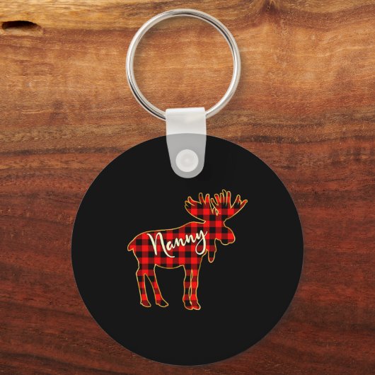 Nanny Moose _ Buffalo Red Plaid Family Christmas  Sleutelhanger (Voorkant)