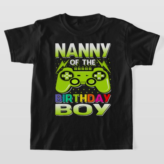 NANNY of the Birthday Boy Matching Video Gamer Bir T-shirt (Laagn)