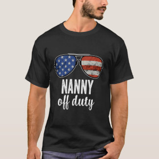 Nanny Off Duty Amerikaanse vlag zonnebril T-shirt