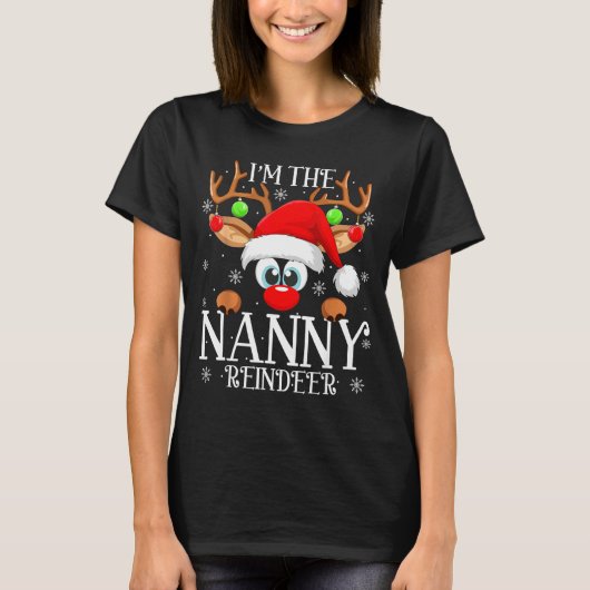 Nanny Reindeer Christmas Family Matching Group Fun T-shirt (Voorkant)