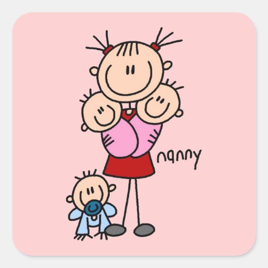 Nanny Stick Figure Vierkante Sticker (Voorkant)