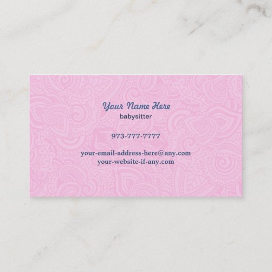 Nanny Visitekaartjes (Achterkant)