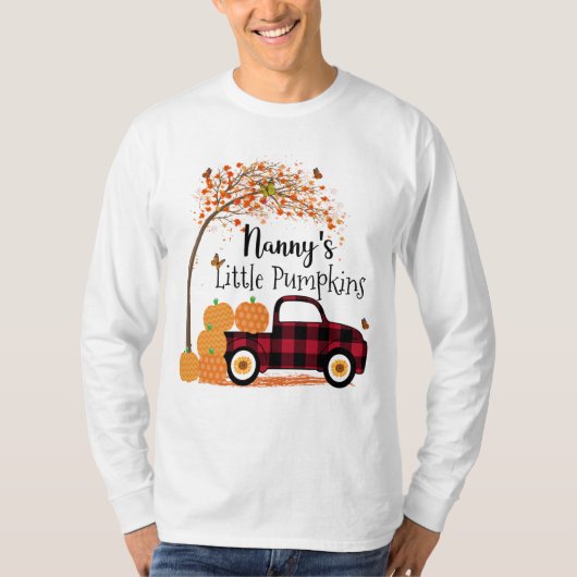 Nanny's kleine pompoenen rode vrachtwagen herfst t-shirt (Voorkant)