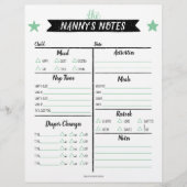 Nanny's Notes Babysitter Notes Flyer (Voorkant)