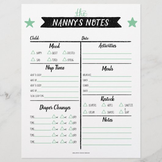 Nanny's Notes Babysitter Notes Flyer (Voorkant)