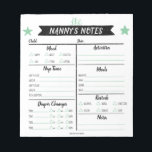 Nanny's Notes Babysitter Notes Notitieblok<br><div class="desc">Dit is een gemakkelijke manier voor je kinderjuffrouw of babysitter om dagelijkse communicatie met je te hebben. Bewerk de secties eenvoudig om aan de behoeften van uw kind te voldoen. Verander de kleur van de sterren en andere elementen door op de link "Klik om verder aan te passen" onder "Personaliseren"...</div>