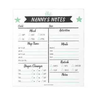 Nanny's Notes Babysitter Notes Notitieblok