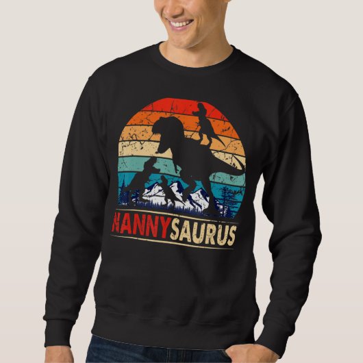 Nannysaurus T Rex Nanny Dinosaur 3 Kinder Funny Mo Trui (Voorkant)